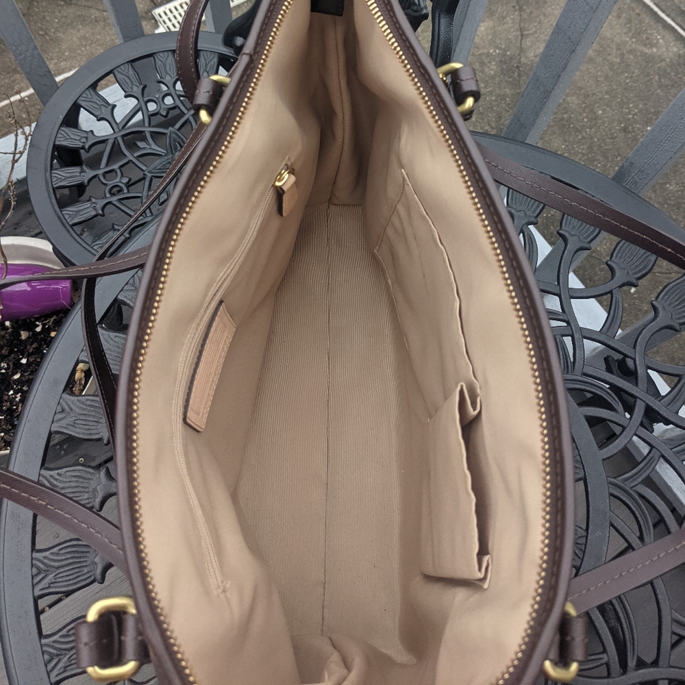 🔥FREE SHIPPING ❤️ HOST PICK🔥Coach Peyton Brown Leather Pocket Tote Satchel Bag - Picture 3 of 5